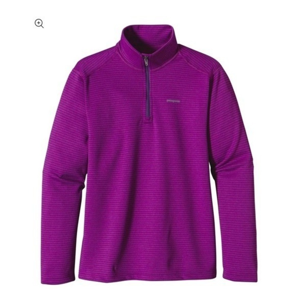 Patagonia Kids XL 14 Capilene Midweight Quarter Zip Pullover Purple Striped